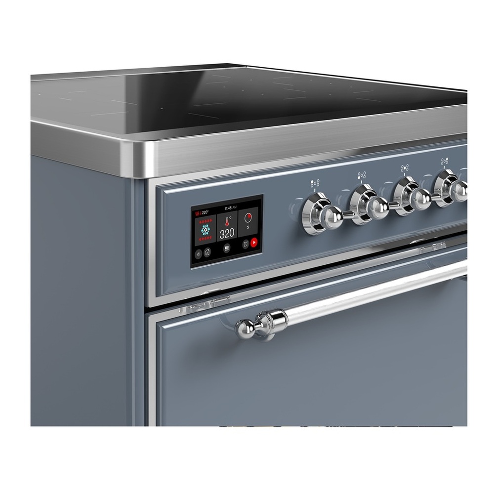 ILVE UMIB30QNR3BGC Majestic III 30 inch Induction Range with 4 Elements, 4 cu. ft. Oven Capacity (Solid Door, Blue Grey, Chrome) 2 UMIB30QNR3BGC-Chrome
