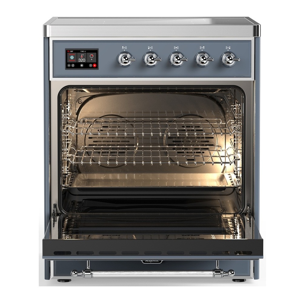 ILVE UMIB30QNR3BGC Majestic III 30 inch Induction Range with 4 Elements, 4 cu. ft. Oven Capacity (Solid Door, Blue Grey, Chrome) 3 UMIB30QNR3BGC-Oven-Interior