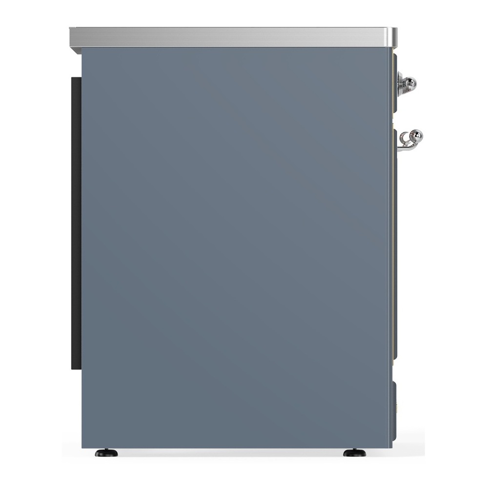 ILVE UMIB30QNR3BGC Majestic III 30 inch Induction Range with 4 Elements, 4 cu. ft. Oven Capacity (Solid Door, Blue Grey, Chrome) 5 UMIB30QNR3BGC-Left-Side