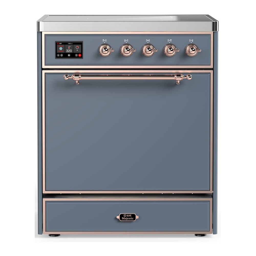 ILVE UMIB30QNR3BGP Majestic III 30 inch Induction Range with 4 Elements, 4 cu. ft. Oven Capacity (Solid Door, Blue Grey, Copper) 1 UMIB30QNR3BGP