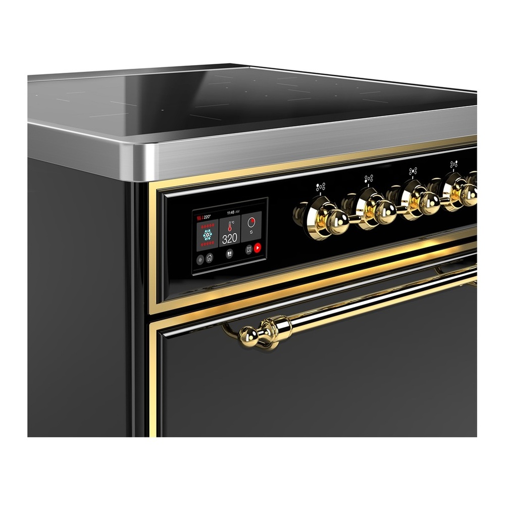 ILVE UMIB30QNR3BKG Majestic III 30 inch Induction Range with 4 Elements, 4 cu. ft. Oven Capacity (Solid Door, Glossy Black, Brass) 2 UMIB30QNR3BKG-Brass