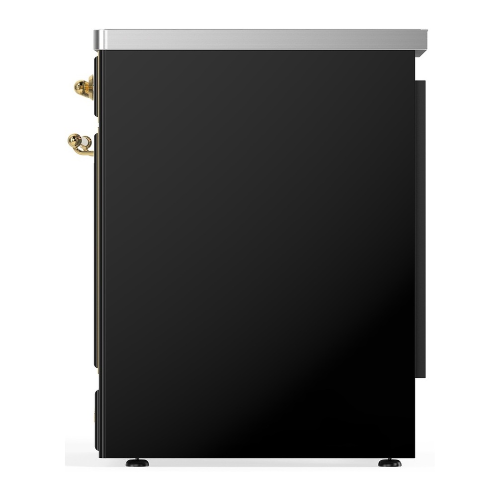ILVE UMIB30QNR3BKG Majestic III 30 inch Induction Range with 4 Elements, 4 cu. ft. Oven Capacity (Solid Door, Glossy Black, Brass) 4 UMIB30QNR3BKG-Right-Side