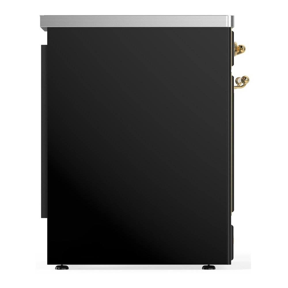 ILVE UMIB30QNR3BKG Majestic III 30 inch Induction Range with 4 Elements, 4 cu. ft. Oven Capacity (Solid Door, Glossy Black, Brass) 5 UMIB30QNR3BKG-Left-Side