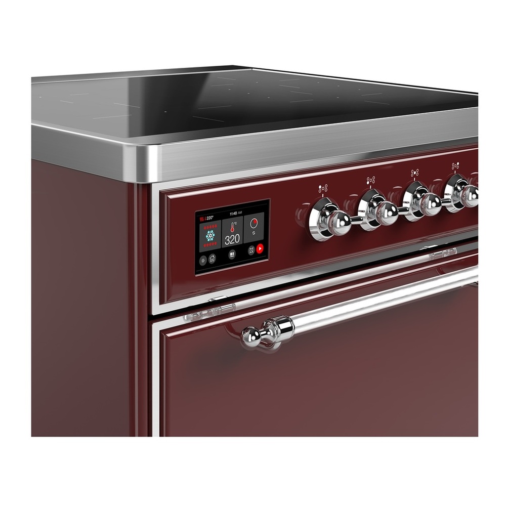 ILVE UMIB30QNR3BUC Majestic III 30 inch Induction Range with 4 Elements, 4 cu. ft. Oven Capacity (Solid Door, Burgundy, Chrome) 2 UMIB30QNR3BUC-Chrome
