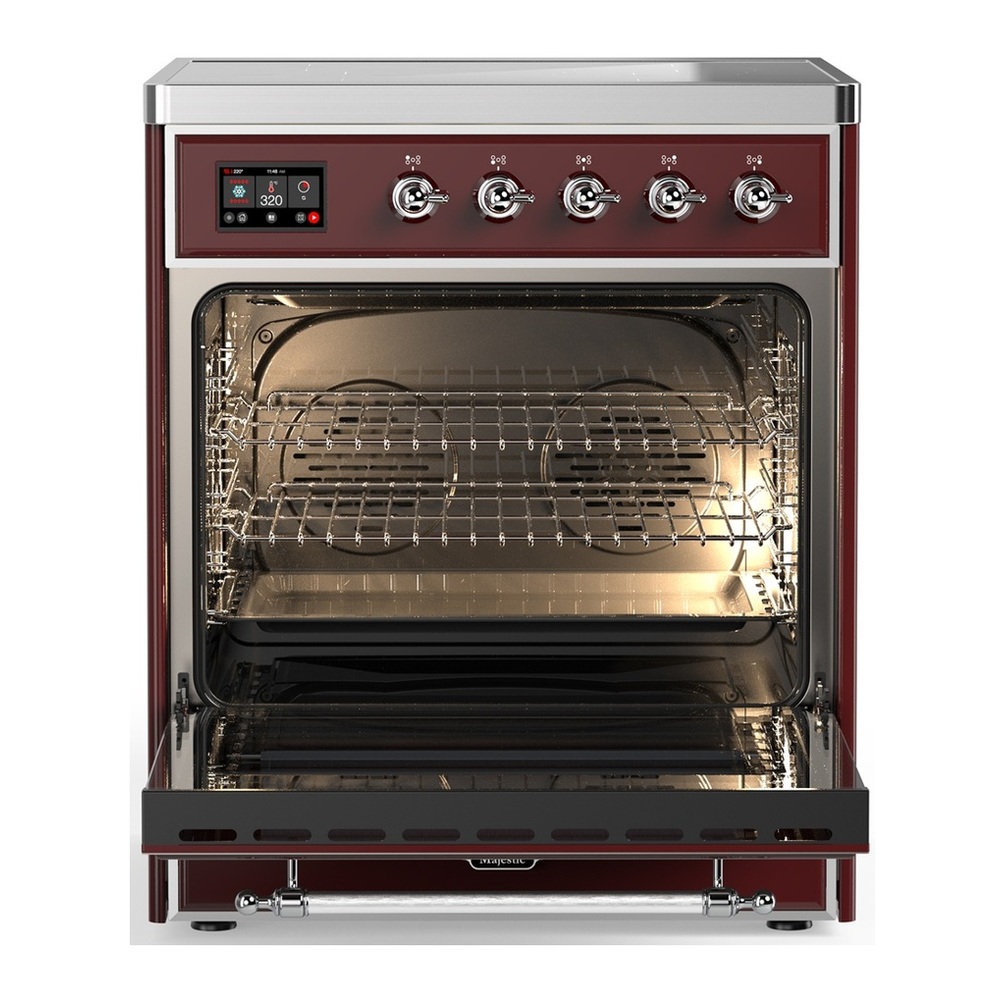 ILVE UMIB30QNR3BUC Majestic III 30 inch Induction Range with 4 Elements, 4 cu. ft. Oven Capacity (Solid Door, Burgundy, Chrome) 3 UMIB30QNR3BUC-Oven-Interior
