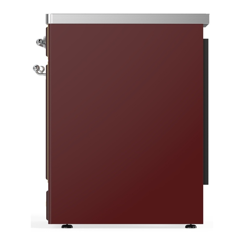 ILVE UMIB30QNR3BUC Majestic III 30 inch Induction Range with 4 Elements, 4 cu. ft. Oven Capacity (Solid Door, Burgundy, Chrome) 4 UMIB30QNR3BUC-Right-Side