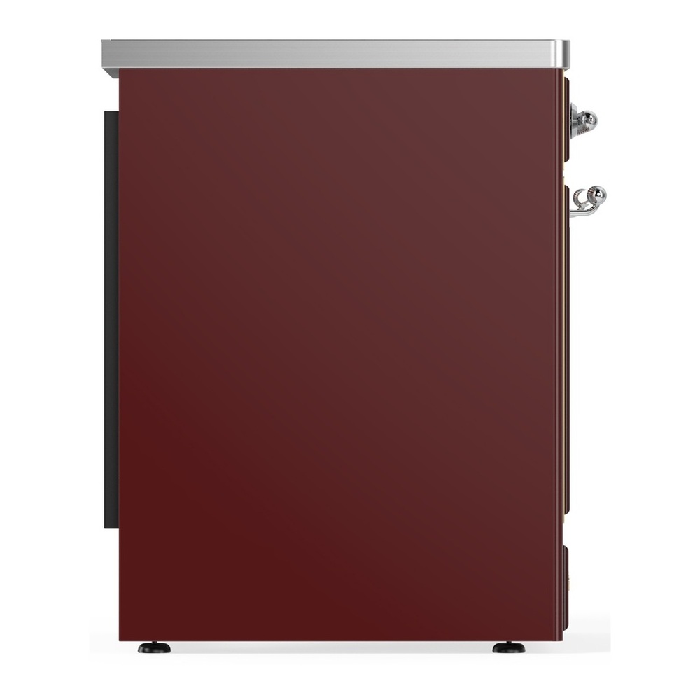 ILVE UMIB30QNR3BUC Majestic III 30 inch Induction Range with 4 Elements, 4 cu. ft. Oven Capacity (Solid Door, Burgundy, Chrome) 5 UMIB30QNR3BUC-Left-Side