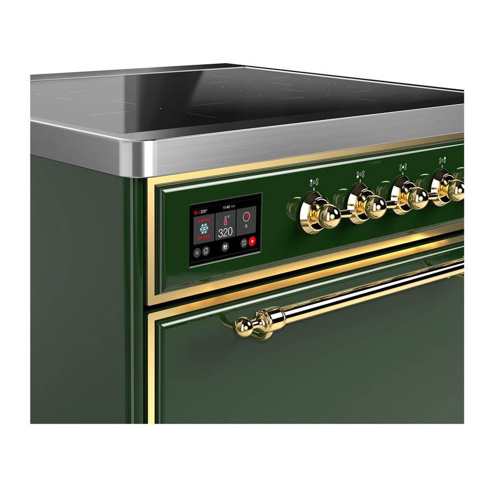 ILVE UMIB30QNR3EGG Majestic III 30 inch Induction Range with 4 Elements, 4 cu. ft. Oven Capacity (Solid Door, Emerald Green, Brass) 2 UMIB30QNR3EGG-Brass