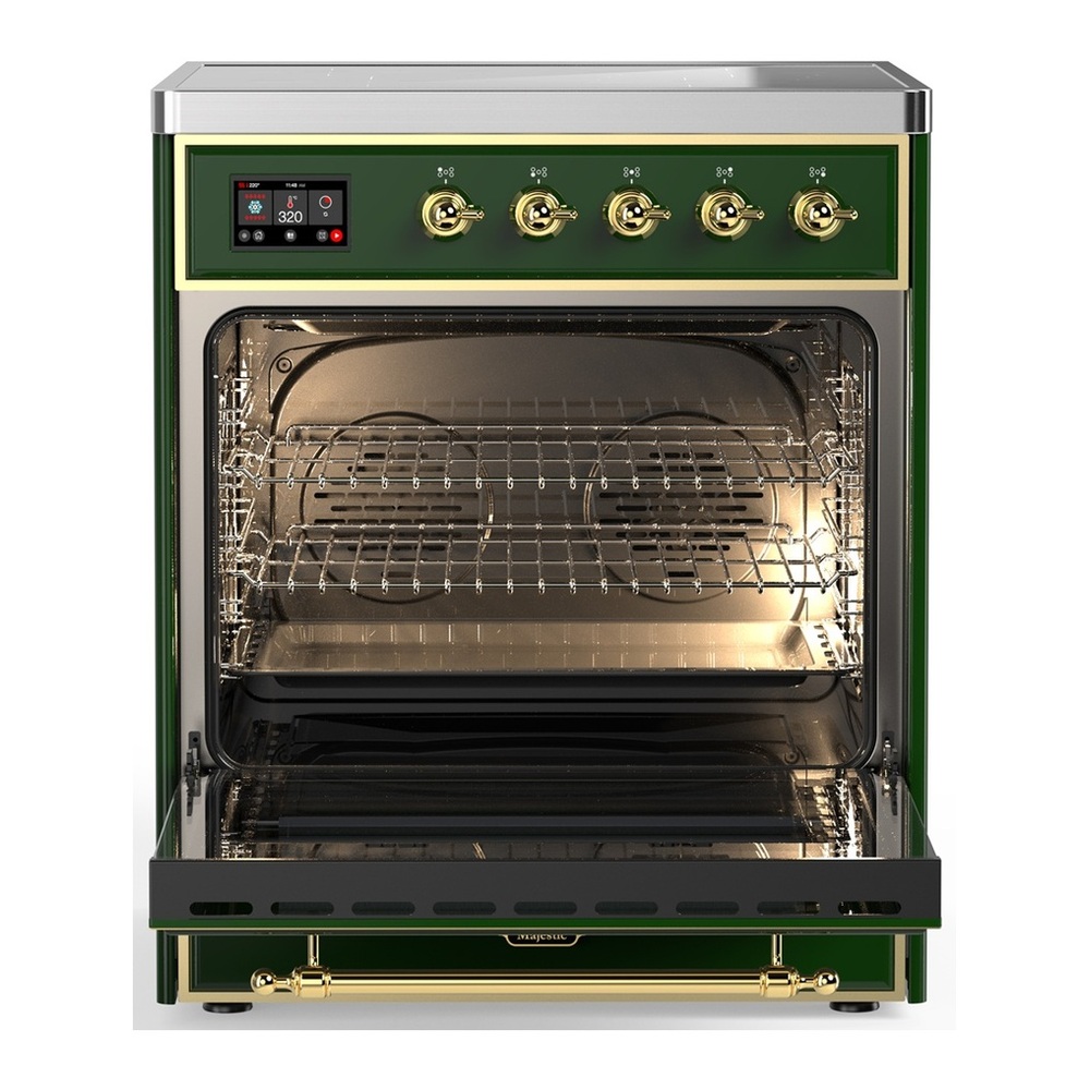 ILVE UMIB30QNR3EGG Majestic III 30 inch Induction Range with 4 Elements, 4 cu. ft. Oven Capacity (Solid Door, Emerald Green, Brass) 3 UMIB30QNR3EGG-Oven-Interior