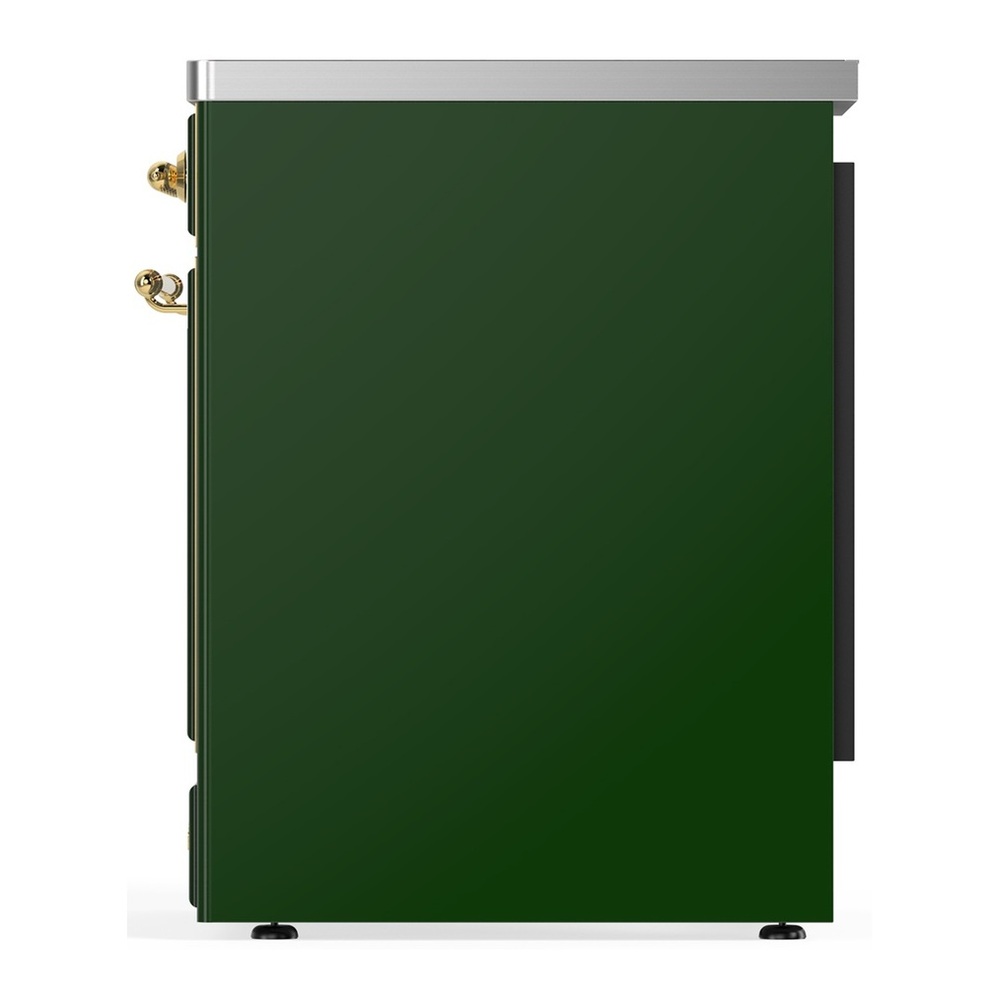 ILVE UMIB30QNR3EGG Majestic III 30 inch Induction Range with 4 Elements, 4 cu. ft. Oven Capacity (Solid Door, Emerald Green, Brass) 4 UMIB30QNR3EGG-Right-Side