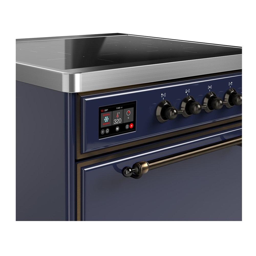 ILVE UMIB30QNR3MBB Majestic III 30 inch Induction Range with 4 Elements, 4 cu. ft. Oven Capacity (Solid Door, Midnight Blue, Burnished) 2 UMIB30QNR3MBB-Burnished