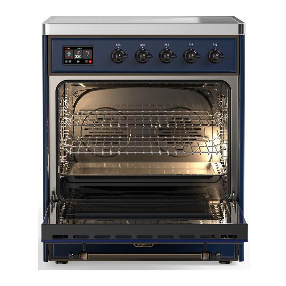 ILVE UMIB30QNR3MBB Majestic III 30 inch Induction Range with 4 Elements, 4 cu. ft. Oven Capacity (Solid Door, Midnight Blue, Burnished) 3 UMIB30QNR3MBB-Oven-Interior