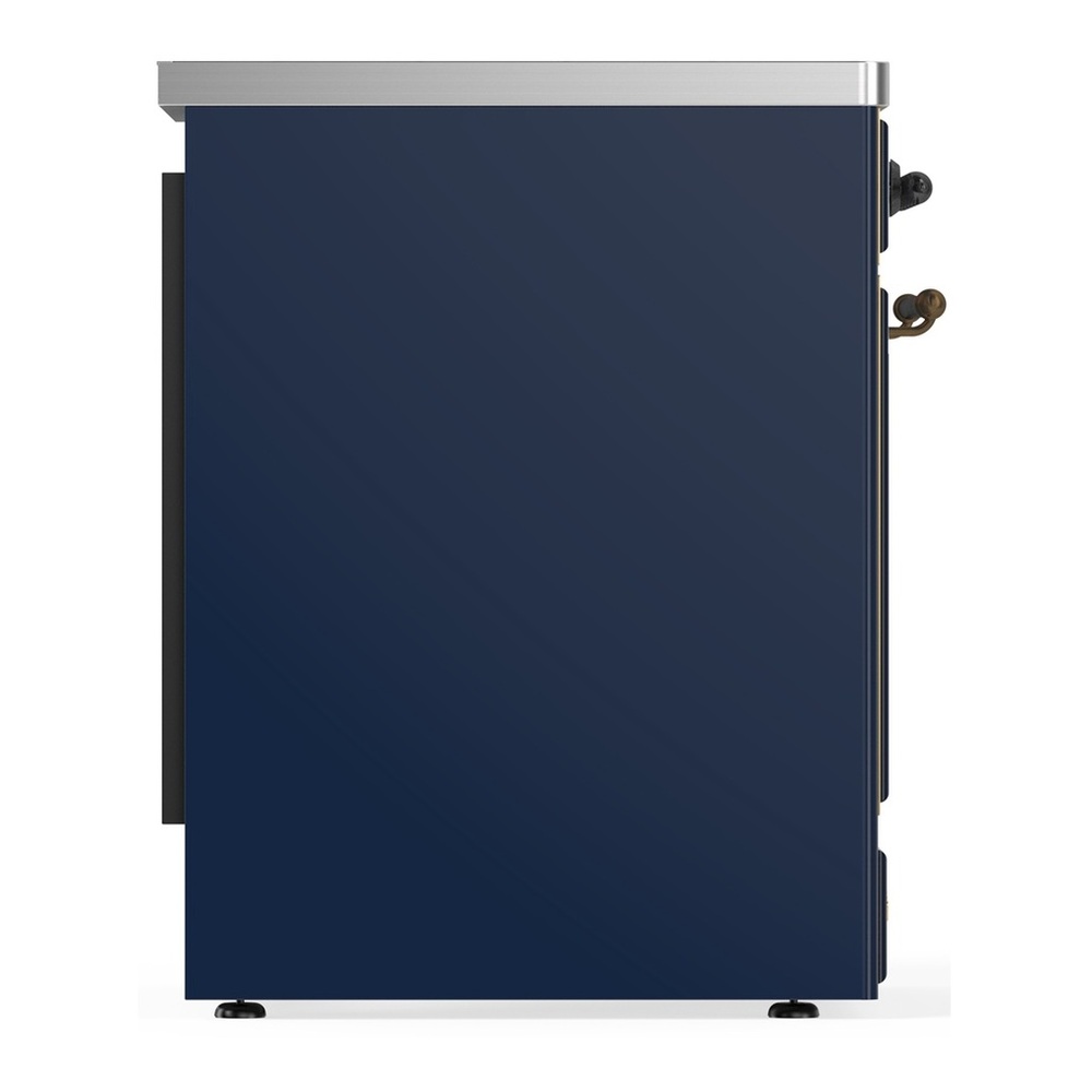 ILVE UMIB30QNR3MBB Majestic III 30 inch Induction Range with 4 Elements, 4 cu. ft. Oven Capacity (Solid Door, Midnight Blue, Burnished) 5 UMIB30QNR3MBB-Left-Side