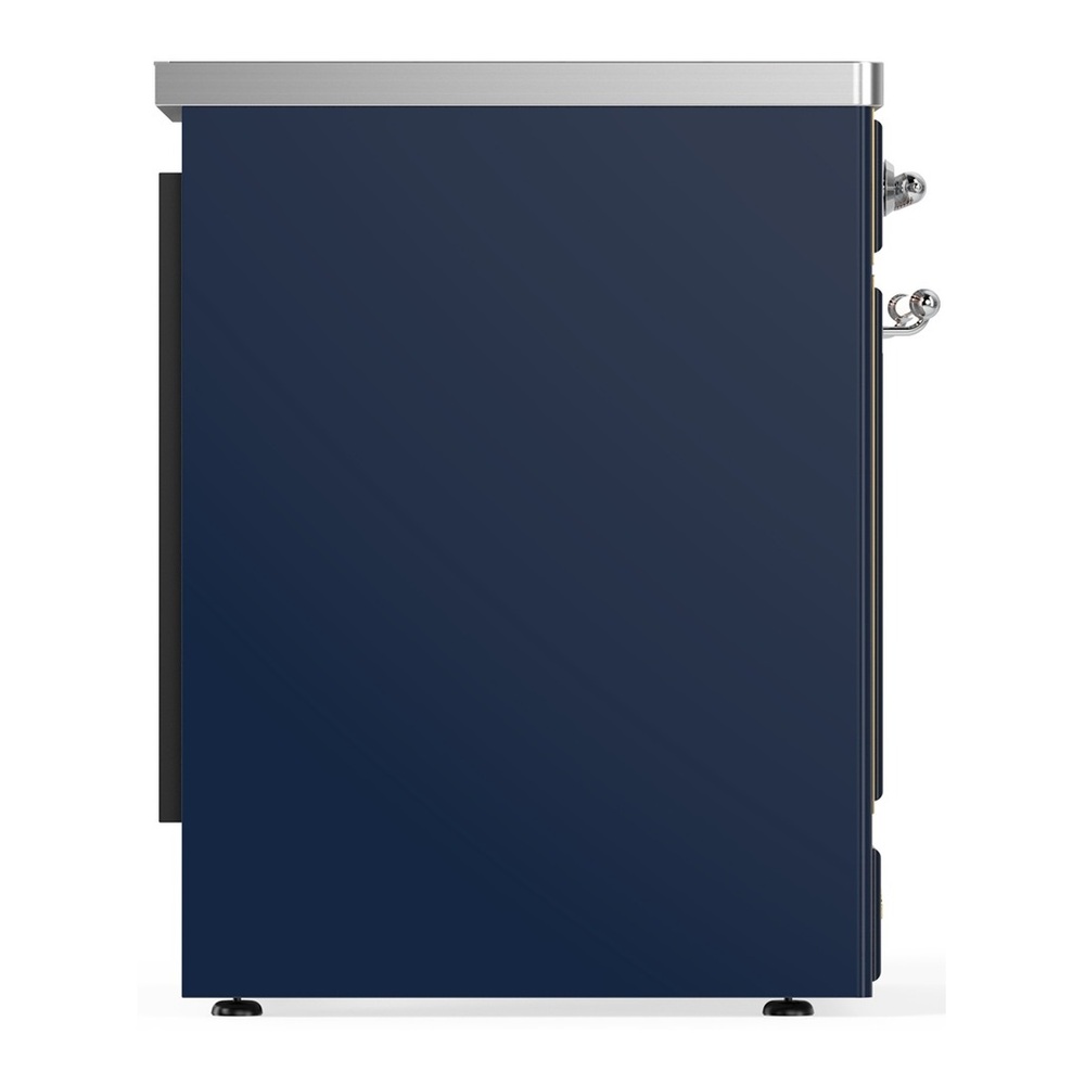 ILVE UMIB30QNR3MBC Majestic III 30 inch Induction Range with 4 Elements, 4 cu. ft. Oven Capacity (Solid Door, Midnight Blue, Chrome) 5 UMIB30QNR3MBC-Left-Side