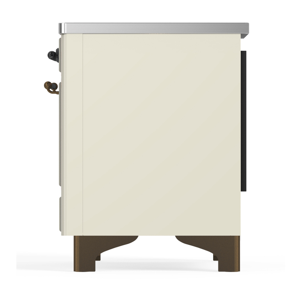 ILVE UMIB36NR3AWB Majestic III 36 inch Induction Range with 6 Elements, 3.5 cu. ft. Total Oven Capacity (Triple Glass Door, Antique White, Burnished) 7 ILVE-UMIB36NR3AWB-Left Side View