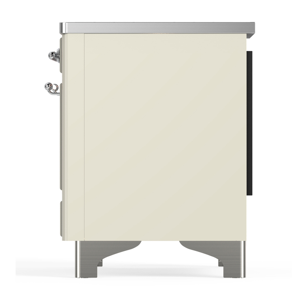 ILVE UMIB36NR3AWC Majestic III 36 inch Induction Range with 6 Elements, 3.5 cu. ft. Total Oven Capacity (Triple Glass Door, Antique White, Chrome) 7 ILVE-UMIB36NR3AWC-Left Side View
