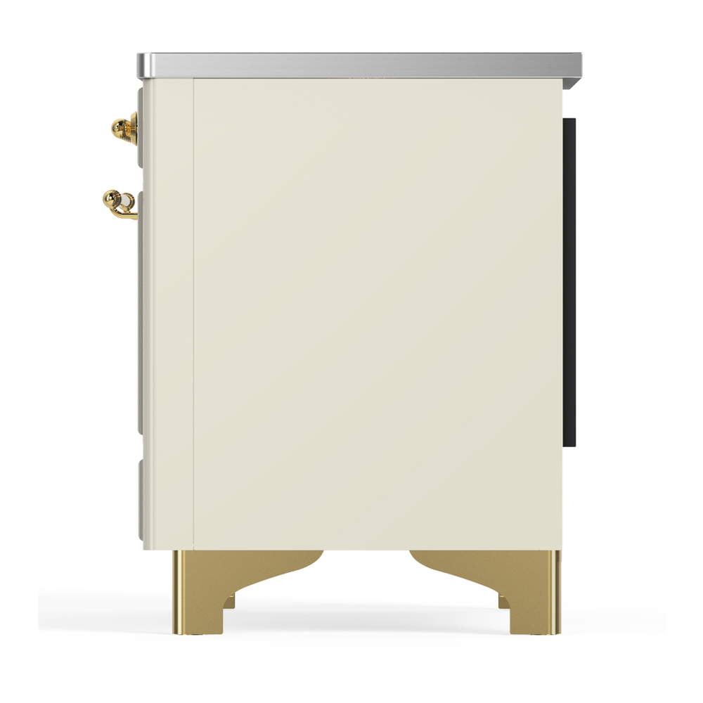 ILVE UMIB36NR3AWG Majestic III 36 inch Induction Range with 6 Elements, 3.5 cu. ft. Total Oven Capacity (Triple Glass Door, Antique White, Brass) 7 ILVE-UMIB36NR3AWG-Left Side View