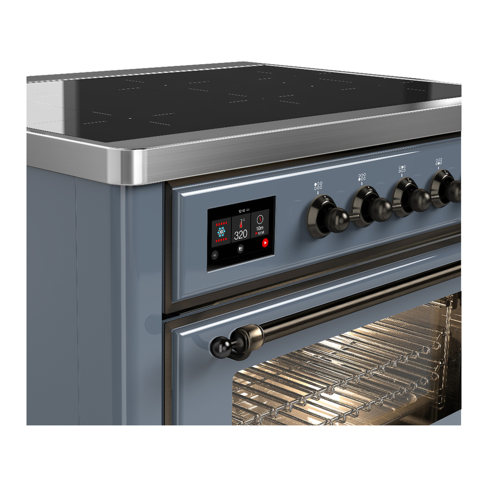 ILVE UMIB36NR3BGB Majestic III 36 inch Induction Range with 6 Elements, 3.5 cu. ft. Total Oven Capacity (Triple Glass Door, Blue Grey, Burnished) 5 ILVE-UMIB36NR3BGB-Control Knobs View