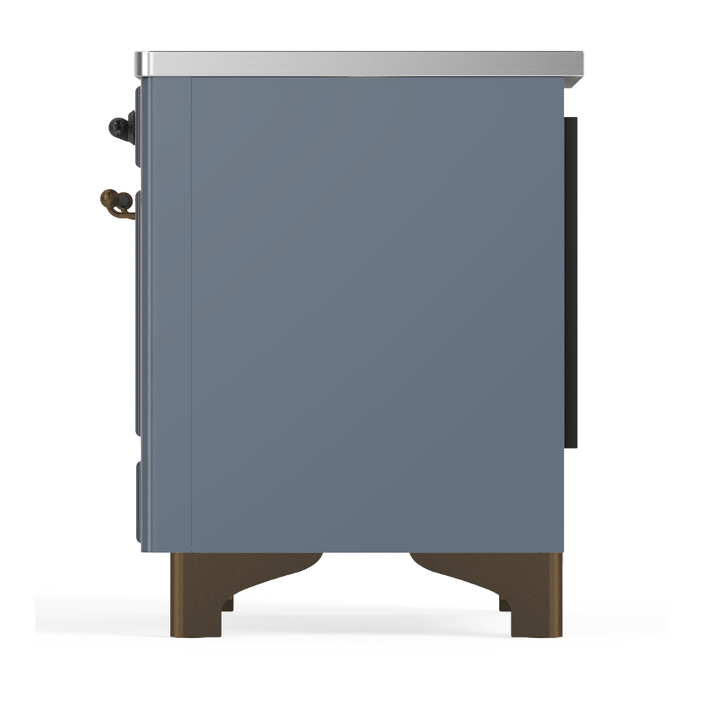 ILVE UMIB36NR3BGB Majestic III 36 inch Induction Range with 6 Elements, 3.5 cu. ft. Total Oven Capacity (Triple Glass Door, Blue Grey, Burnished) 7 ILVE-UMIB36NR3BGB-Left Side View