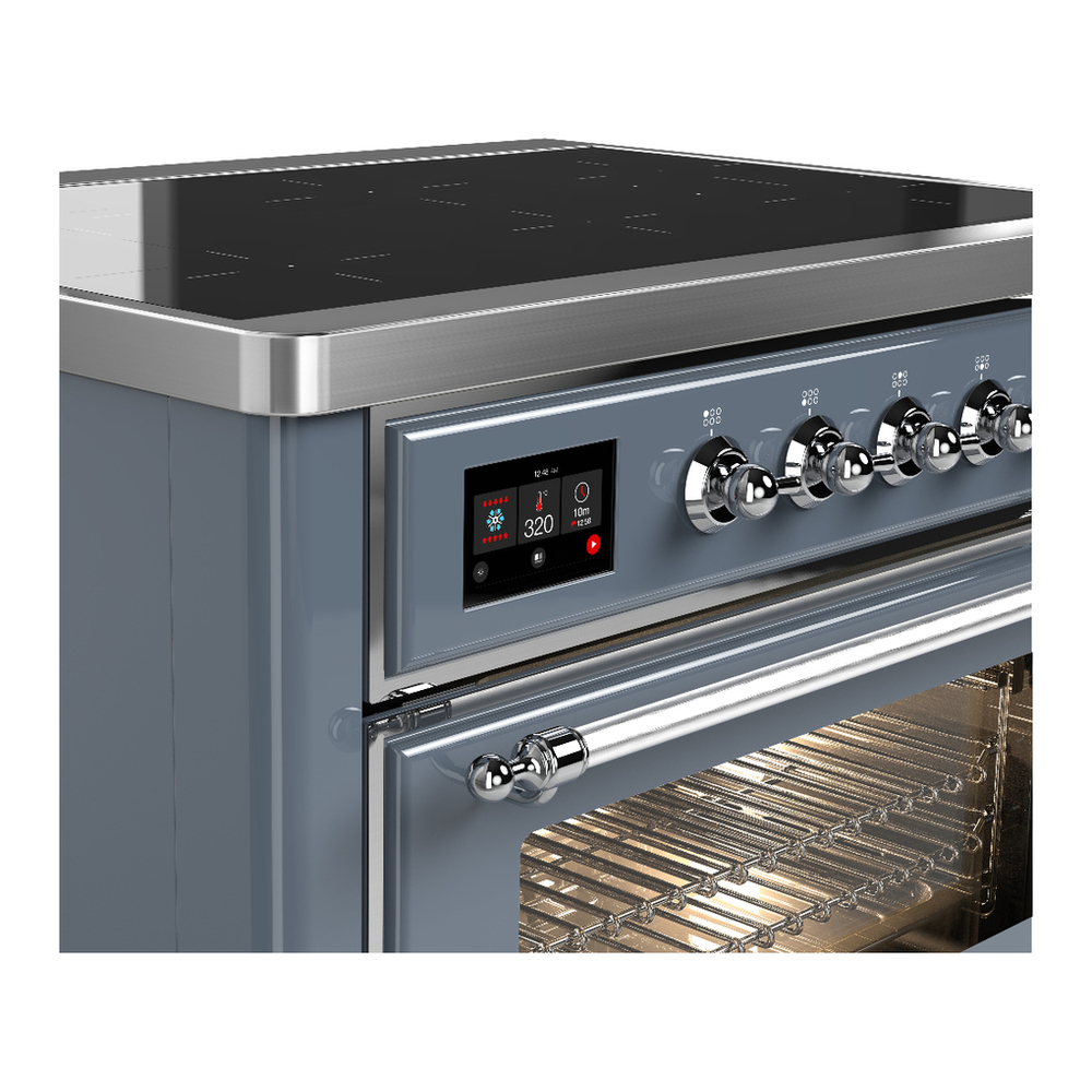 ILVE UMIB36NR3BGC Majestic III 36 inch Induction Range with 6 Elements, 3.5 cu. ft. Total Oven Capacity (Triple Glass Door, Blue Grey, Chrome) 5 ILVE-UMIB36NR3BGC-Control Knobs View