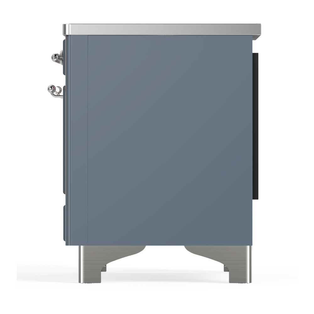 ILVE UMIB36NR3BGC Majestic III 36 inch Induction Range with 6 Elements, 3.5 cu. ft. Total Oven Capacity (Triple Glass Door, Blue Grey, Chrome) 7 ILVE-UMIB36NR3BGC-Left Side View