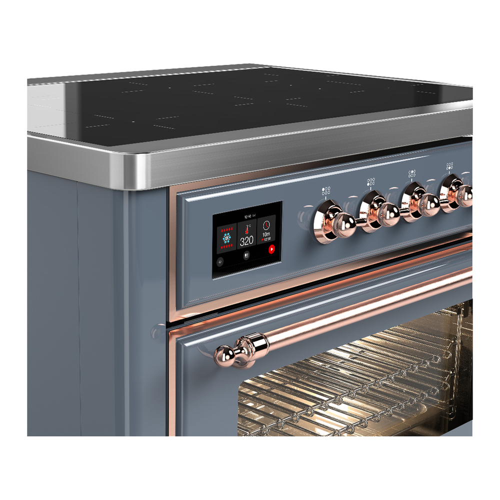 ILVE UMIB36NR3BGP Majestic III 36 inch Induction Range with 6 Elements, 3.5 cu. ft. Total Oven Capacity (Triple Glass Door, Blue Grey, Copper) 5 ILVE-UMIB36NR3BGP-Control Knobs View