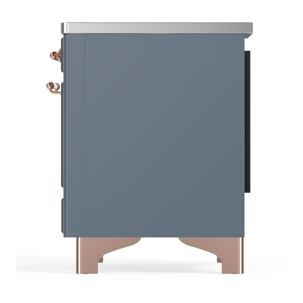 ILVE UMIB36NR3BGP Majestic III 36 inch Induction Range with 6 Elements, 3.5 cu. ft. Total Oven Capacity (Triple Glass Door, Blue Grey, Copper) 7 ILVE-UMIB36NR3BGP-Left Side View