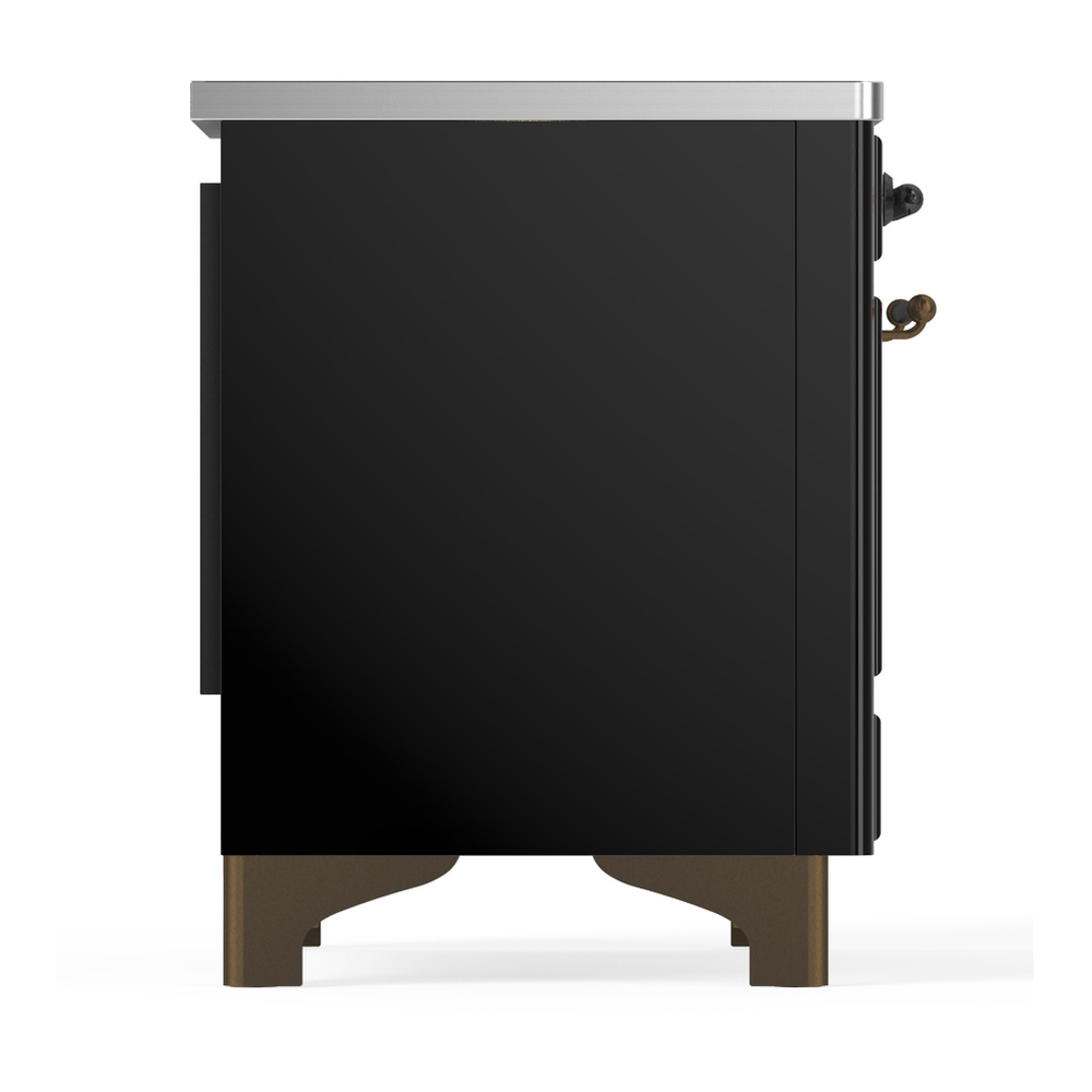 ILVE UMIB36NR3BKB Majestic III 36 inch Induction Range with 6 Elements, 3.5 cu. ft. Total Oven Capacity (Triple Glass Door, Glossy Black, Burnished) 6 ILVE-UMIB36NR3BKB-Right Side View