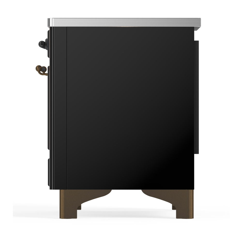 ILVE UMIB36NR3BKB Majestic III 36 inch Induction Range with 6 Elements, 3.5 cu. ft. Total Oven Capacity (Triple Glass Door, Glossy Black, Burnished) 7 ILVE-UMIB36NR3BKB-Left Side View