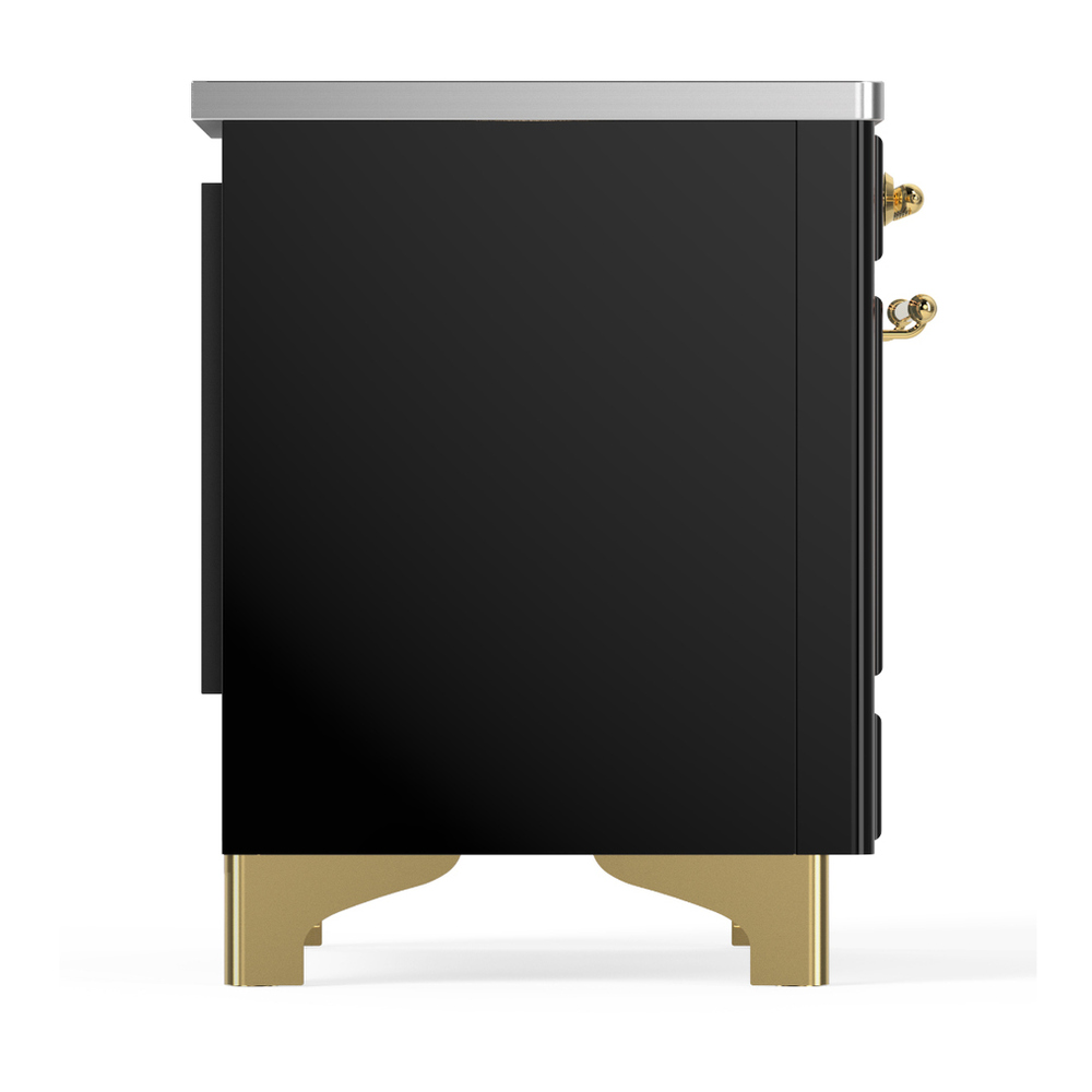 ILVE UMIB36NR3BKG Majestic III 36 inch Induction Range with 6 Elements, 3.5 cu. ft. Total Oven Capacity (Triple Glass Door, Glossy Black, Brass) 6 ILVE-UMIB36NR3BKG-Right Side View