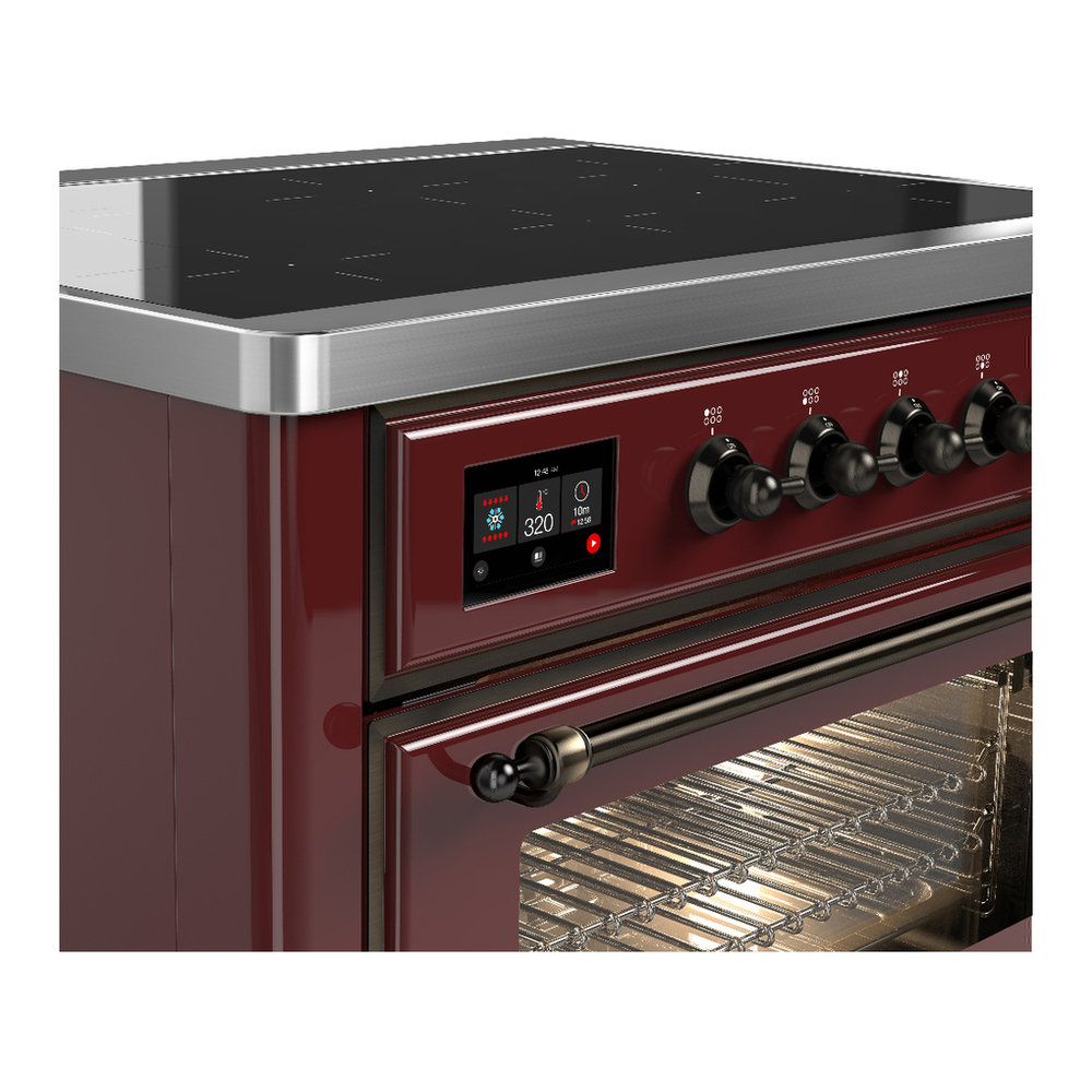 ILVE UMIB36NR3BUB Majestic III 36 inch Induction Range with 6 Elements, 3.5 cu. ft. Total Oven Capacity (Triple Glass Door, Burgundy, Burnished) 5 ILVE-UMIB36NR3BUB-Control Knobs View