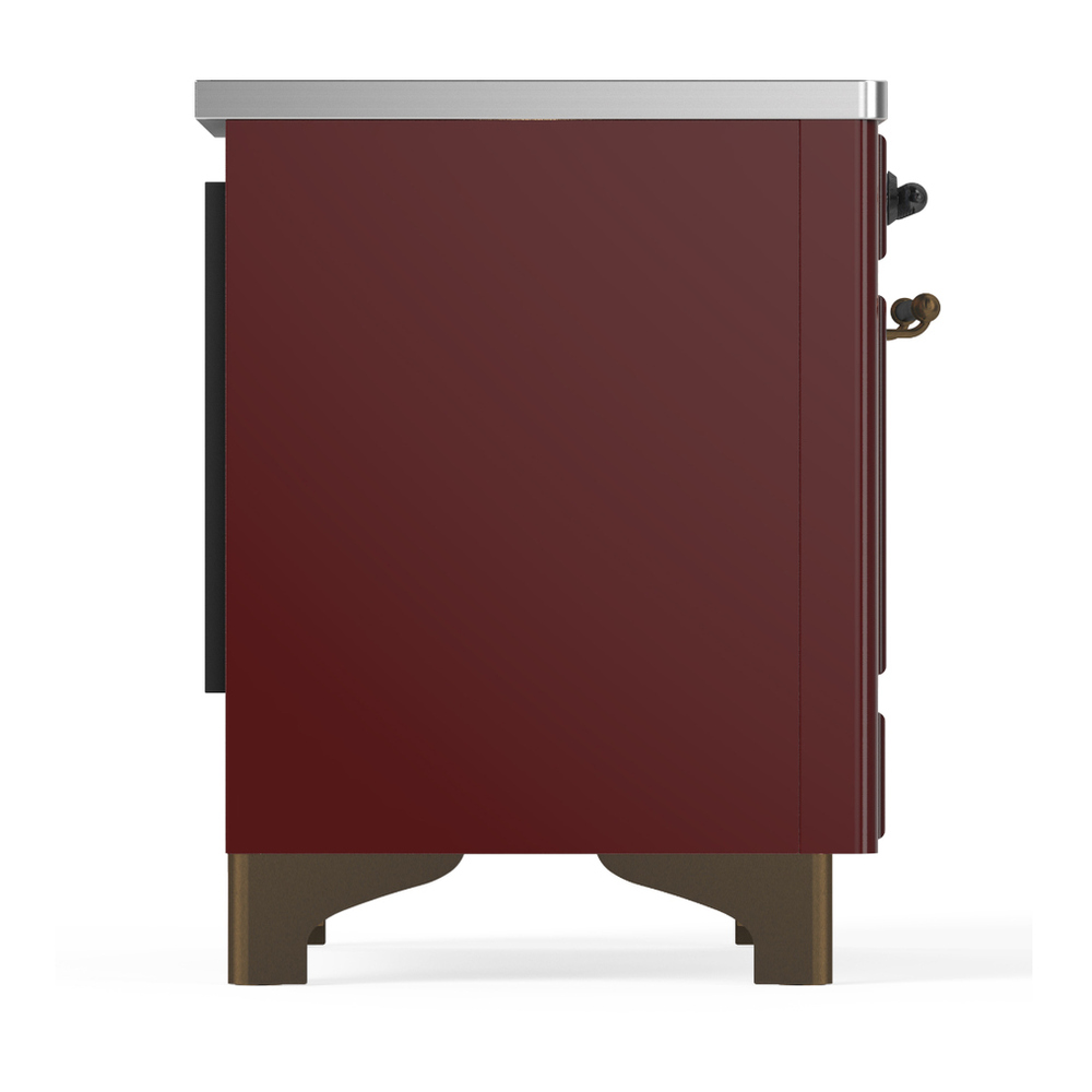ILVE UMIB36NR3BUB Majestic III 36 inch Induction Range with 6 Elements, 3.5 cu. ft. Total Oven Capacity (Triple Glass Door, Burgundy, Burnished) 6 ILVE-UMIB36NR3BUB-Right Side View