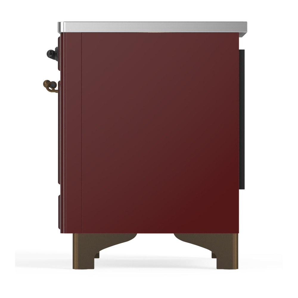 ILVE UMIB36NR3BUB Majestic III 36 inch Induction Range with 6 Elements, 3.5 cu. ft. Total Oven Capacity (Triple Glass Door, Burgundy, Burnished) 7 ILVE-UMIB36NR3BUB-Left Side View