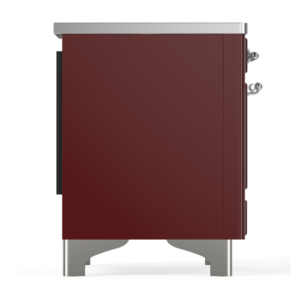 ILVE UMIB36NR3BUC Majestic III 36 inch Induction Range with 6 Elements, 3.5 cu. ft. Total Oven Capacity (Triple Glass Door, Burgundy, Chrome) 6 ILVE-UMIB36NR3BUC-Right Side View