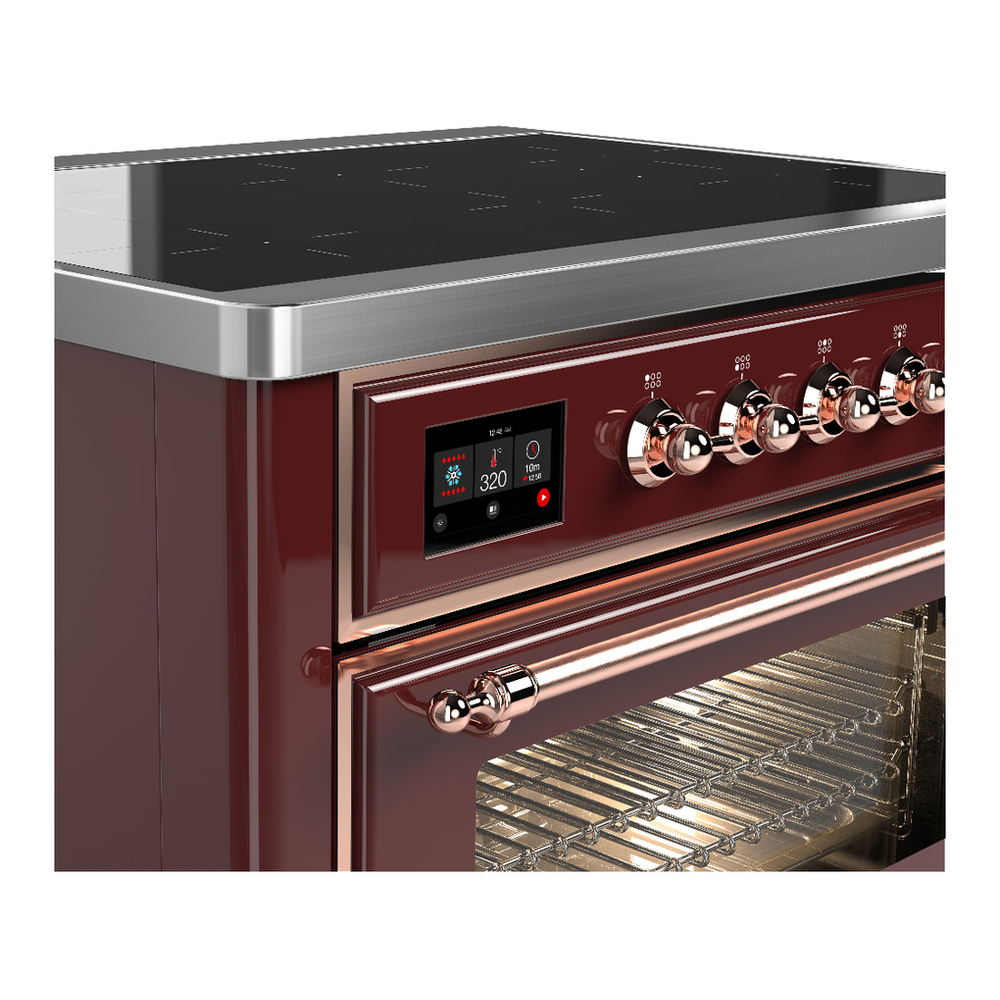 ILVE UMIB36NR3BUP Majestic III 36 inch Induction Range with 6 Elements, 3.5 cu. ft. Total Oven Capacity (Triple Glass Door, Burgundy, Copper) 5 ILVE-UMIB36NR3BUP-Control Knobs View