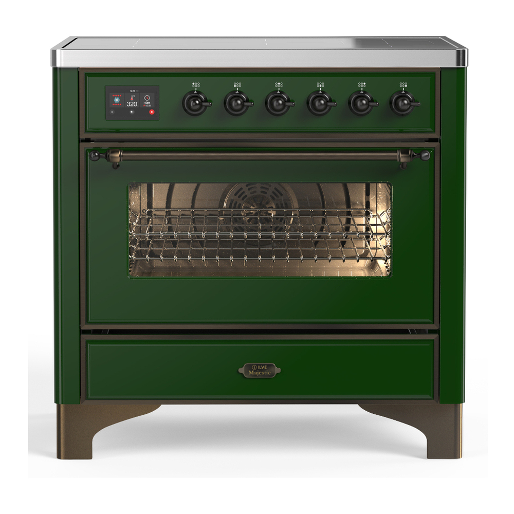 ILVE UMIB36NR3EGB Majestic III 36 inch Induction Range with 6 Elements, 3.5 cu. ft. Total Oven Capacity (Triple Glass Door, Emerald Green, Burnished) 1 UMIB36NR3EGB