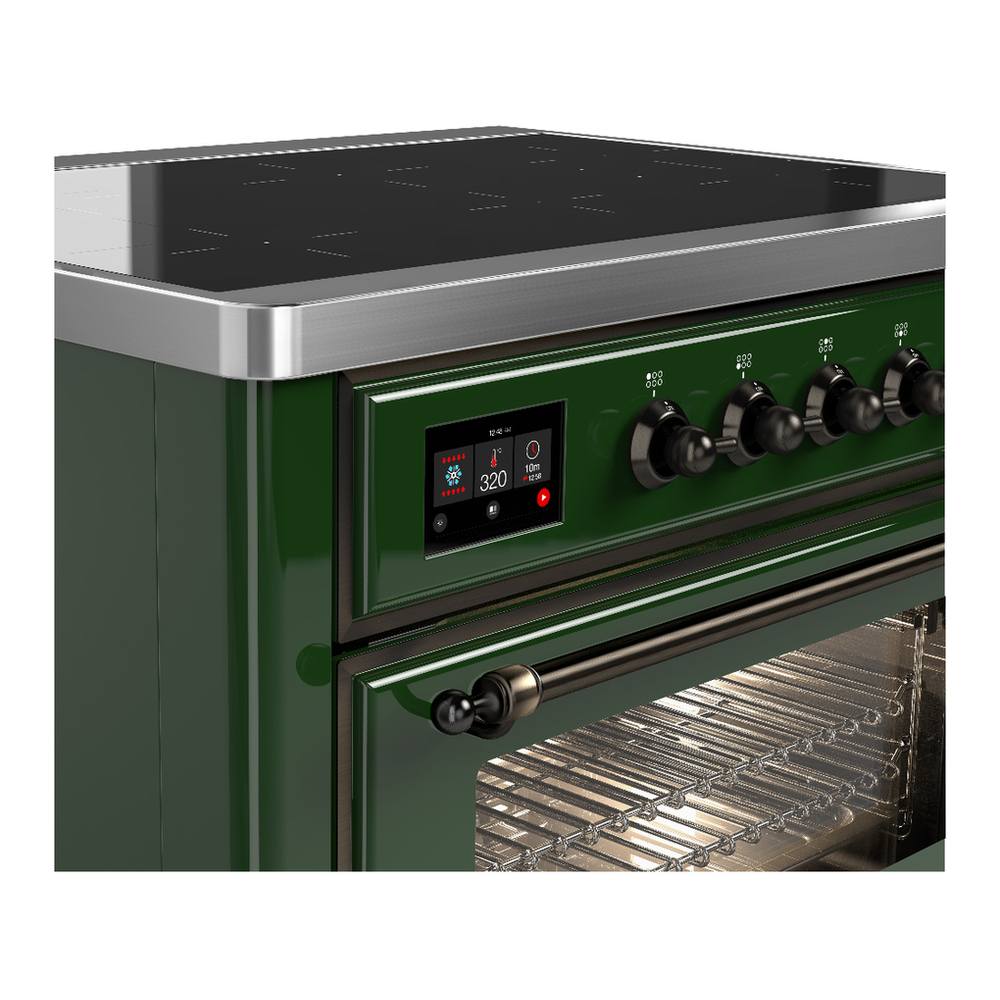 ILVE UMIB36NR3EGB Majestic III 36 inch Induction Range with 6 Elements, 3.5 cu. ft. Total Oven Capacity (Triple Glass Door, Emerald Green, Burnished) 5 ILVE-UMIB36NR3EGB-Control Knobs View