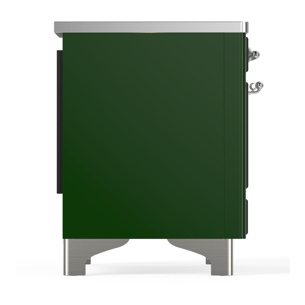 ILVE UMIB36NR3EGC Majestic III 36 inch Induction Range with 6 Elements, 3.5 cu. ft. Total Oven Capacity (Triple Glass Door, Emerald Green, Chrome) 6 ILVE-UMIB36NR3EGC-Right Side View