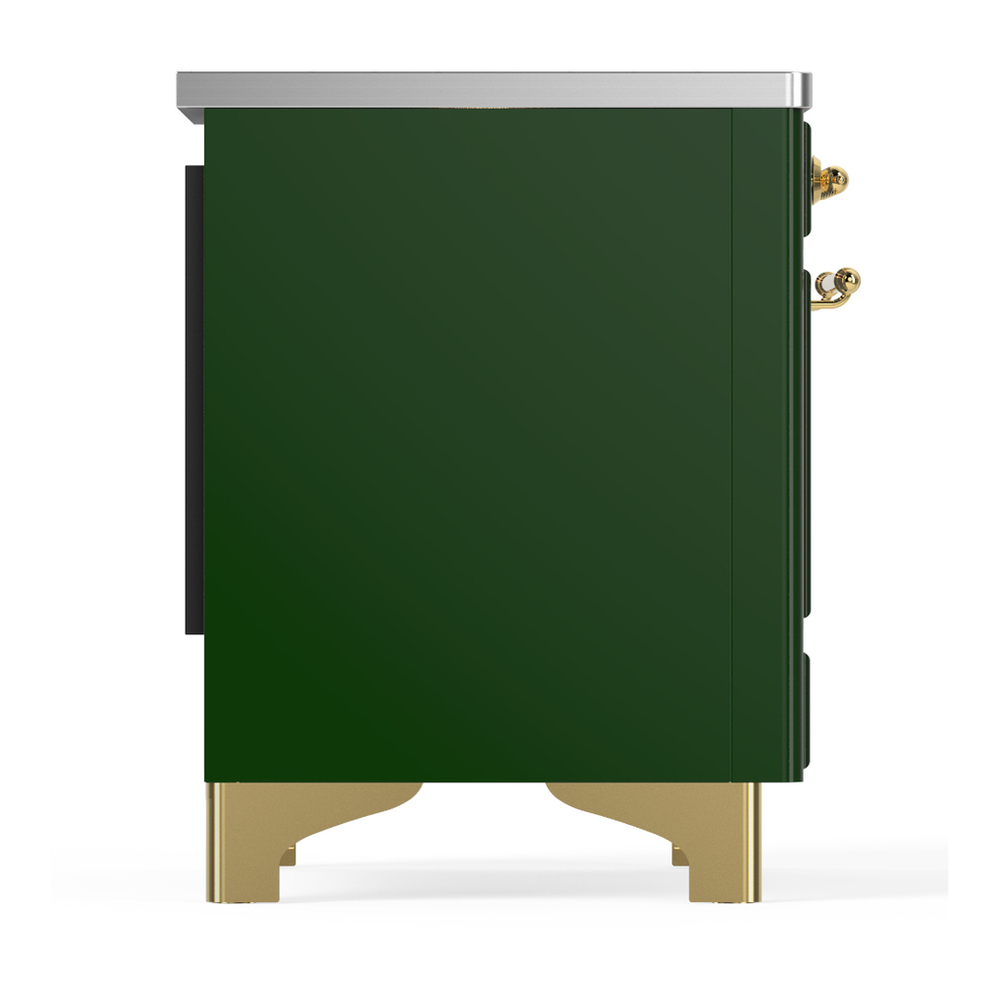 ILVE UMIB36NR3EGG Majestic III 36 inch Induction Range with 6 Elements, 3.5 cu. ft. Total Oven Capacity (Triple Glass Door, Emerald Green, Brass) 6 ILVE-UMIB36NR3EGG-Right Side View