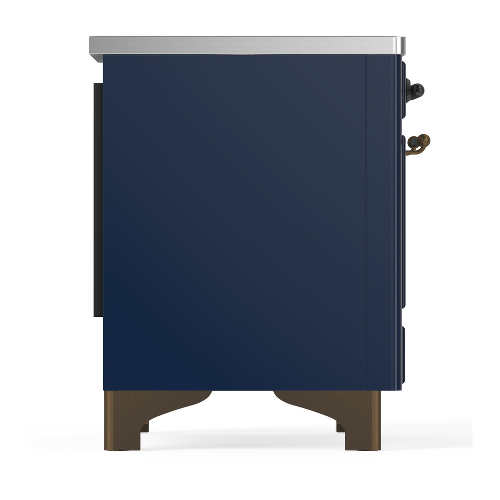 ILVE UMIB36NR3MBB Majestic III 36 inch Induction Range with 6 Elements, 3.5 cu. ft. Total Oven Capacity (Triple Glass Door, Midnight Blue, Burnished) 6 ILVE-UMIB36NR3MBB-Right Side View