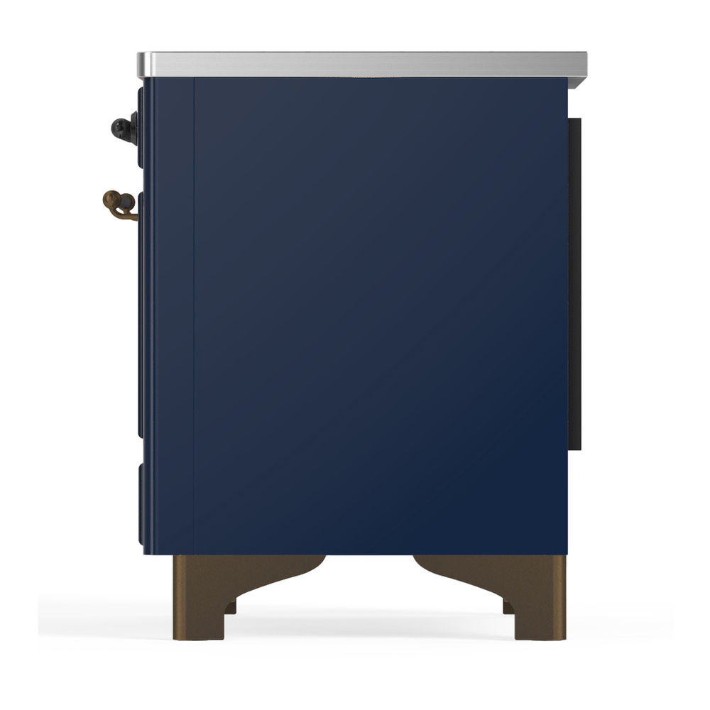 ILVE UMIB36NR3MBB Majestic III 36 inch Induction Range with 6 Elements, 3.5 cu. ft. Total Oven Capacity (Triple Glass Door, Midnight Blue, Burnished) 7 ILVE-UMIB36NR3MBB-Left Side View