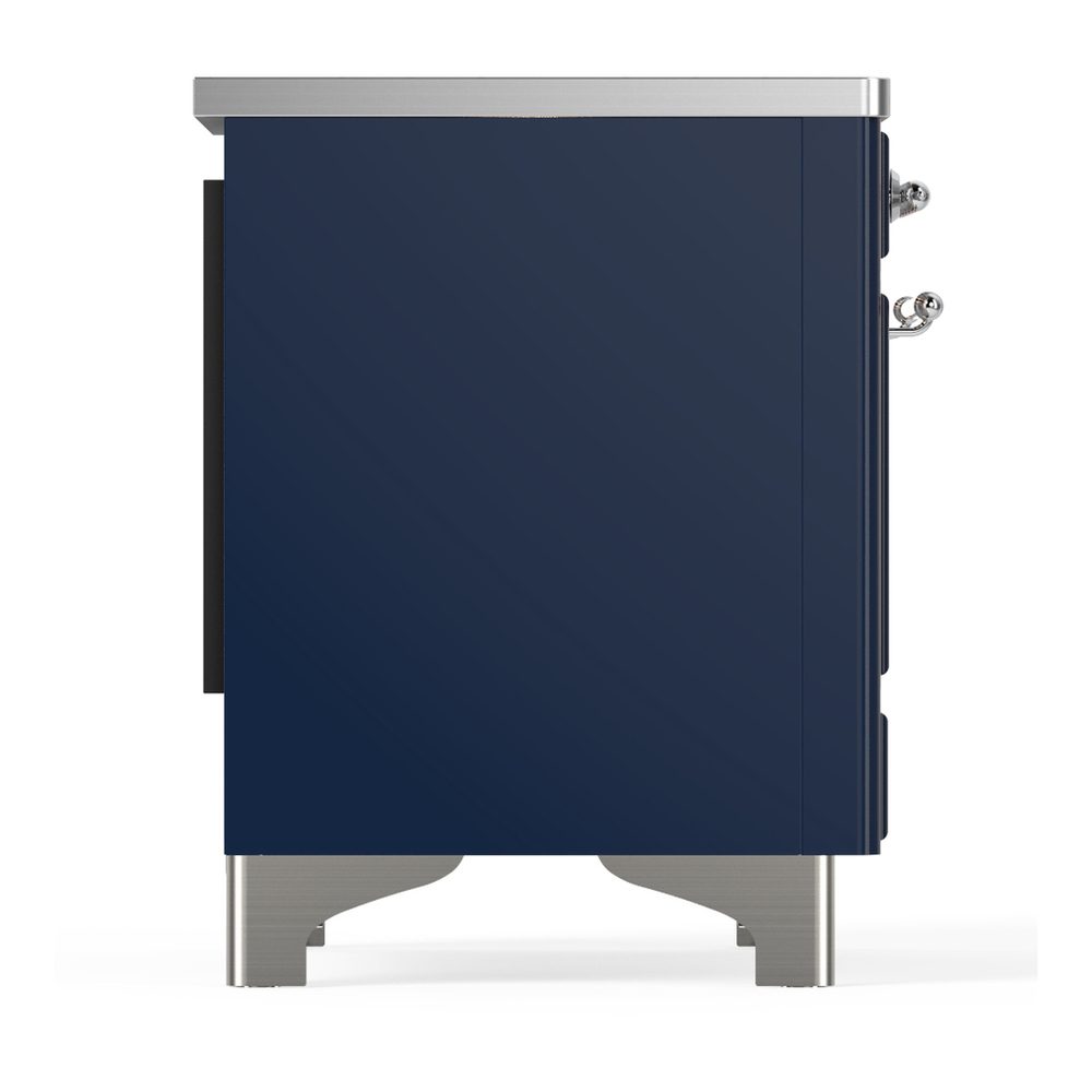 ILVE UMIB36NR3MBC Majestic III 36 inch Induction Range with 6 Elements, 3.5 cu. ft. Total Oven Capacity (Triple Glass Door, Midnight Blue, Chrome) 6 ILVE-UMIB36NR3MBC-Right Side View