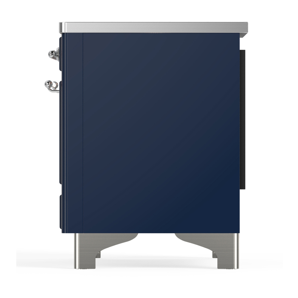 ILVE UMIB36NR3MBC Majestic III 36 inch Induction Range with 6 Elements, 3.5 cu. ft. Total Oven Capacity (Triple Glass Door, Midnight Blue, Chrome) 7 ILVE-UMIB36NR3MBC-Left Side View