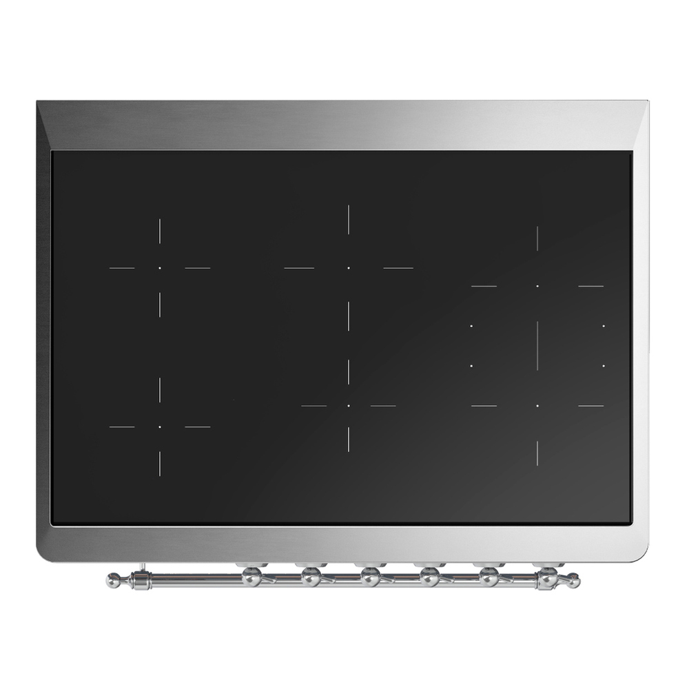 ILVE UMIB36NR3MBC Majestic III 36 inch Induction Range with 6 Elements, 3.5 cu. ft. Total Oven Capacity (Triple Glass Door, Midnight Blue, Chrome) 4 ILVE-UMIB36NR3MBC-Top View