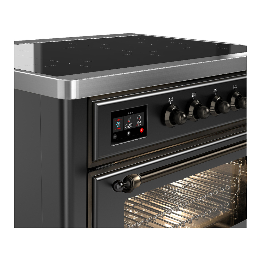 ILVE UMIB36NR3MGB Majestic III 36 inch Induction Range with 6 Elements, 3.5 cu. ft. Total Oven Capacity (Triple Glass Door, Graphite Matte, Burnished) 5 ILVE-UMIB36NR3MGB-Control Knobs View