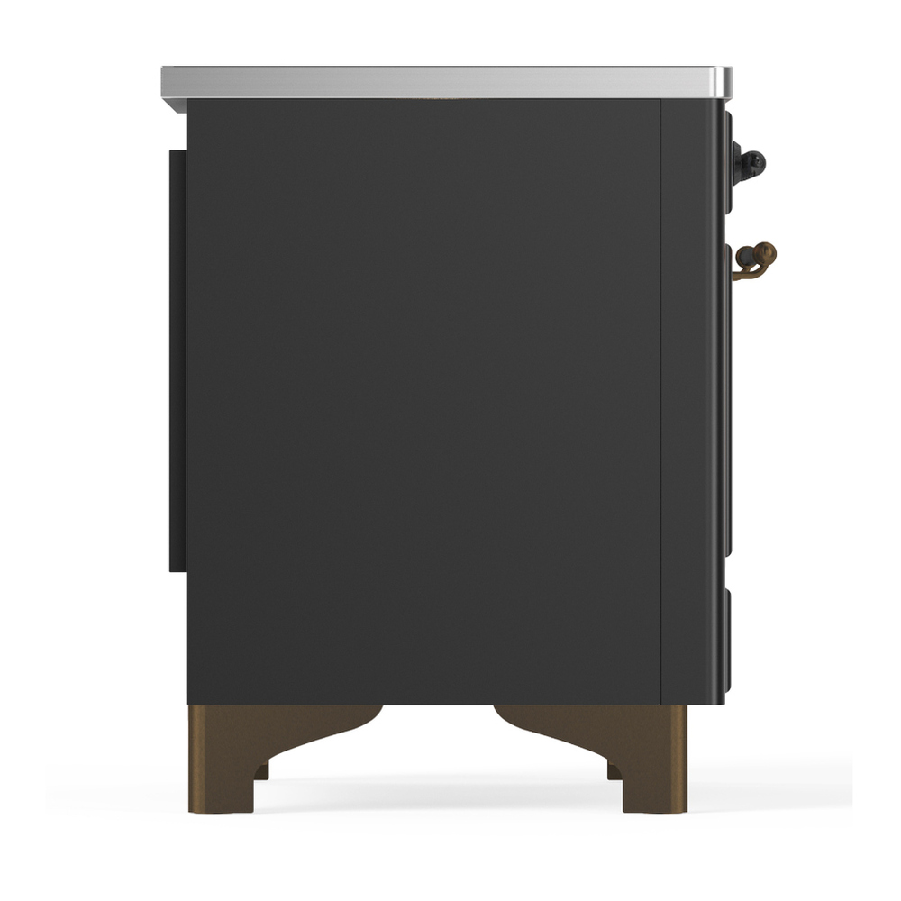 ILVE UMIB36NR3MGB Majestic III 36 inch Induction Range with 6 Elements, 3.5 cu. ft. Total Oven Capacity (Triple Glass Door, Graphite Matte, Burnished) 6 ILVE-UMIB36NR3MGB-Right Side View