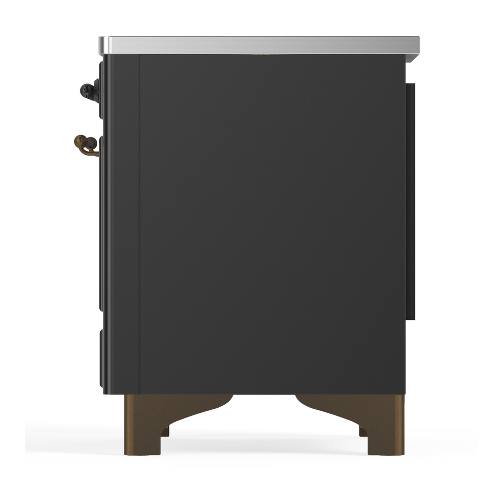 ILVE UMIB36NR3MGB Majestic III 36 inch Induction Range with 6 Elements, 3.5 cu. ft. Total Oven Capacity (Triple Glass Door, Graphite Matte, Burnished) 7 ILVE-UMIB36NR3MGB-Left Side View