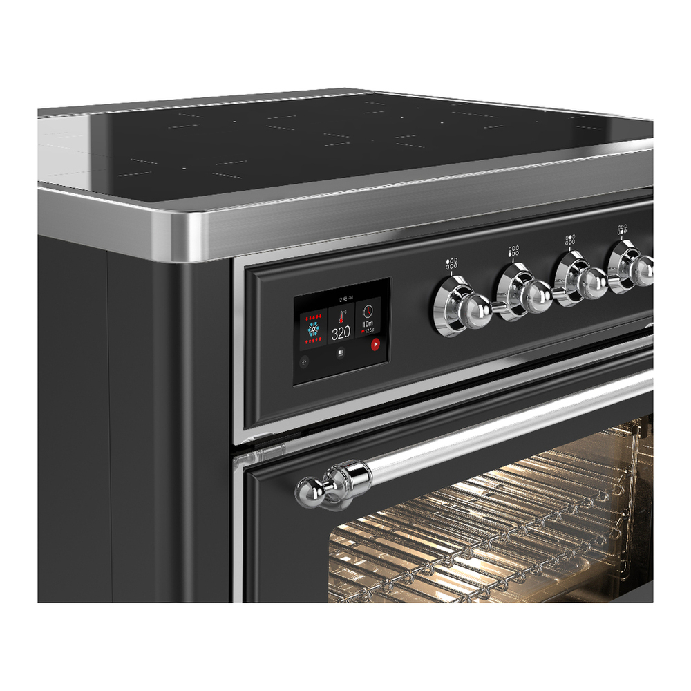 ILVE UMIB36NR3MGC Majestic III 36 inch Induction Range with 6 Elements, 3.5 cu. ft. Total Oven Capacity (Triple Glass Door, Graphite Matte, Chrome) 5 ILVE-UMIB36NR3MGC-Control Knobs View