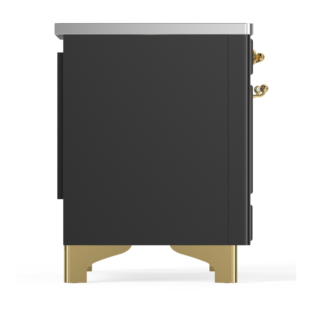ILVE UMIB36NR3MGG Majestic III 36 inch Induction Range with 6 Elements, 3.5 cu. ft. Total Oven Capacity (Triple Glass Door, Graphite Matte, Brass) 6 ILVE-UMIB36NR3MGG-Right Side View