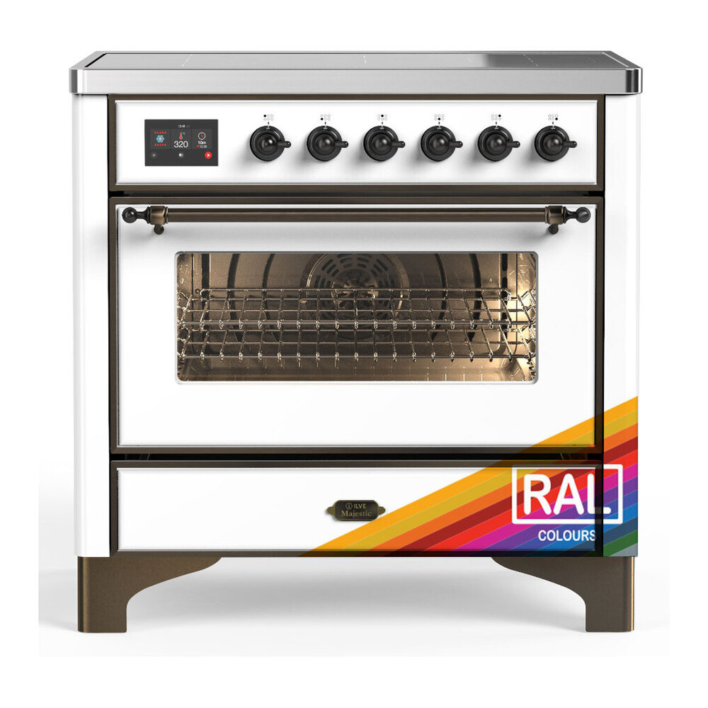 ILVE UMIB36NR3RAB Majestic III 36 inch Induction Range with 6 Elements, 3.5 cu. ft. Total Oven Capacity (Triple Glass Door, RAL, Burnished) 1 UMIB36NR3RAB